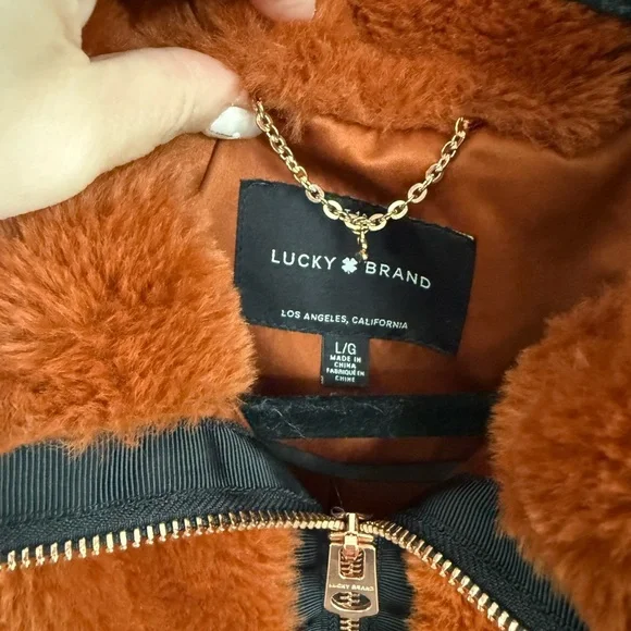 Lucky Brand Burnt Orange Faux Fur Jacket - Picture 2 of 6